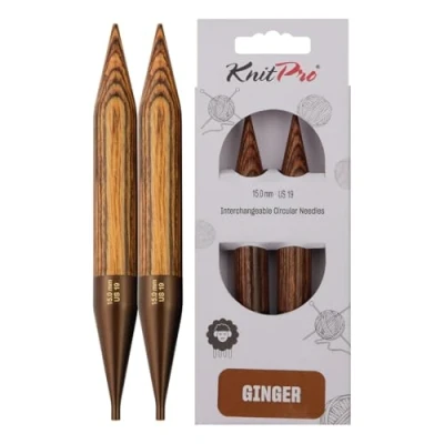 Obrázek KnitPro 31216 Ginger jehlová špička, dřevo, přírodní/hnědá, 15 mm