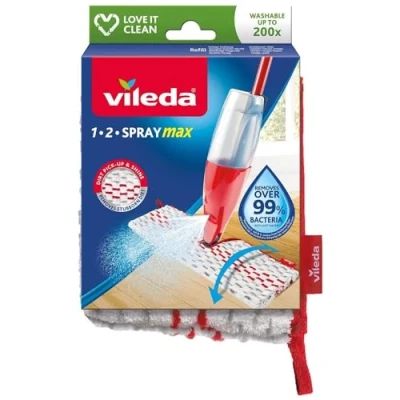 Obrázek Vileda Náhradní potah na mop ve spreji &amp; Clean, s funkcí postřiku, odstraňuje až 99,9 % bakterií a virů, vhodný do pračky, 1 balení