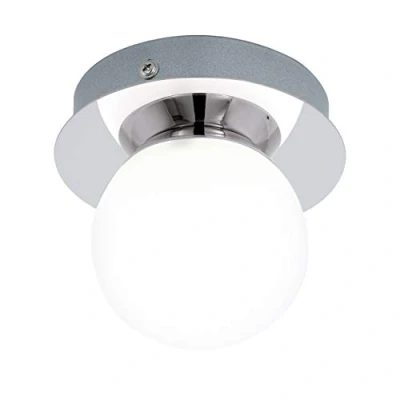 Obrázek EGLO LED stropní svítidlo Mosiano, nástěnná lampa koupelna, koupelna z ušlechtilé oceli v chromovém a opálově matném skle bílé barvě, do vlhkých prostor teplá bílá, IP44, D 11 cm
