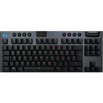 Obrázek Logitech G 915 Lightspeed TKL Tenkeyless bezdrátová mechanická herní klávesnice, dotykový přepínač GL, LIGHTSYNC RGB, ultratenký design, výdrž baterie 40+ hodin, německé rozložení qwertz karbonová