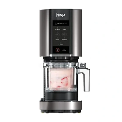 Obrázek Ninja CREAMi výrobník ledu a dezertní stroj se 3 nádobami, 7 programů, výroba zmrzliny, želato, sorbet, smoothie bowls, mléčné koktejly další, černá/stříbrná, kapacita zmrzliny 1,4 l, NC300EU