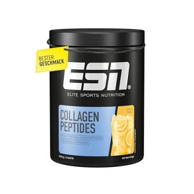 Obrázek ESN Kolagen Peptides, citron, 300 g, podporuje stabilitu kloubů a pružnost pokožky, zdraví šlach vaz, testovaná kvalita vyrobeno v Německu