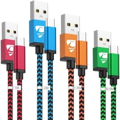 Obrázek USB C kabel, [4 kusy 0,5 m 1 1, 5 2 M] nabíjecí kabel rychlonabíjecí Nylon typ Usbc mobilní telefon pro Samsung Galaxy S20 Fe S22 S23 A54 5g, na