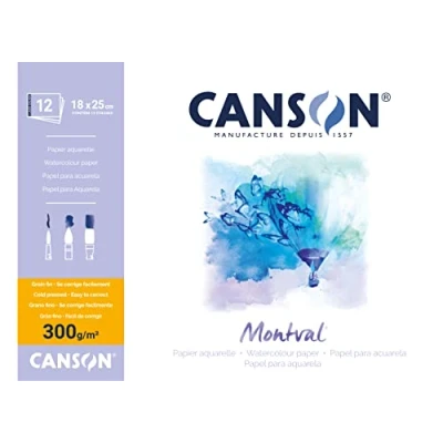 Obrázek Canson Montval Block einseitiggeleimt, 18 x 25 cm, 12 Blatt, 300 g/m²