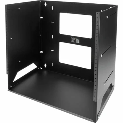 Obrázek StarTech.com 2 sloupky 8HE Open Frame montáž na stěnu, síťový regál s policí, datový stojan nastavitelnou hloubkou pro AV/počítače/IT zařízení, serverová rack v souladu TAA