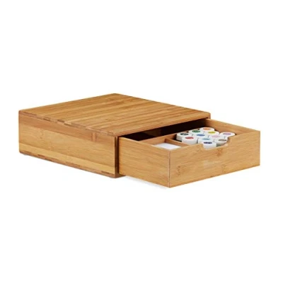 Obrázek Relaxdays, Přírodní box se zásuvkami bambus, organizér do zásuvky, přirozený vzhled, na stůl kancelář, V x Š H 10 29,5 30 cm, 1 přihrádka