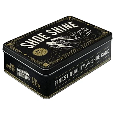 Obrázek Nostalgic Art Retro Vorratsdose Flach, 2,5 l, Shoe Shine Geschenk Idee für Ihr Zuhause, Blech Dose mit Deckel, Vintage Design