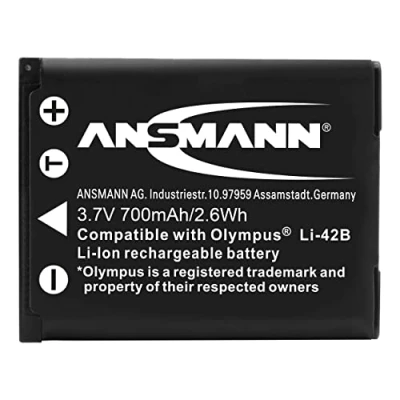 Obrázek ANSMANN Li Ion akumulátor A Oly 42B 3 7 V / Typ 700 mAh Výkonná baterie pro foto digitální fotoaparáty perfektní náhradní Olympus Digicam atd.