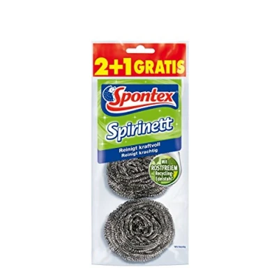 Obrázek Spontex Spirinet spirály z ušlechtilé oceli, ideální pro odolné nečistoty v květináčích a pánvích, nerezové recyklované oceli (1 x 3 kusy) kusy ks balení)