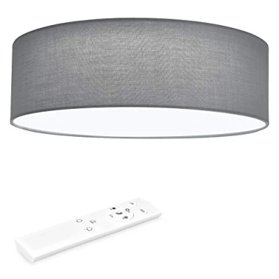 Obrázek Navaris LED stropní svítidlo 22 W kulaté ∅ 40 cm designová látka světle šedá světlo stmívatelné se změnou teploty barev a dálkovým ovládáním