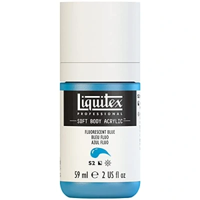 Obrázek Liquitex 1959984 Profesionální akrylová barva Soft Body umělecká v krémové krycí konzistenci, vysoká pigmentace, stálobarevná a odolná proti stárnutí, 59 ml láhev modrý fluo