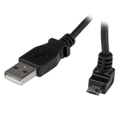 Obrázek StarTech.com 2m USB 2. 0 A na Micro B kabel zahnutý nahoru černý / datový připojovací kabel, 6 ft
