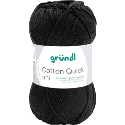 Obrázek Gründl vlna Cotton Quick uni Háčkovací ze 100 % bavlny na pletení lesklá bavlněná příze 1 klubko 50 g / 125 m černá