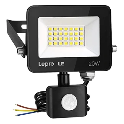 Obrázek Lepro 20W LED zářič s detektorem pohybu venkovní, 1700 lm, venkovní reflektor 5000 K, studená bílá, super světlý světlomet, vodotěsnost IP65, ideální světlo pro zahradu, nádvoří, garáž, dům,