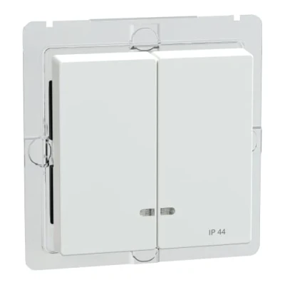 Obrázek Schneider Electric Merten MEG3424 0325 dvojitá kolébka pro spínač s kontrolním okénkem, vodotěsnost IP44, aktivní bílá lesklá, systém M