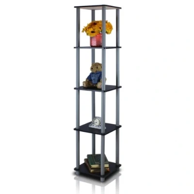 Obrázek Furinno Viereckiges Regal mit 5 Ebenen, schwarz/grau, 29.46 x 146.56 cm