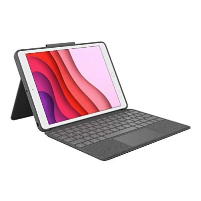 Obrázek Logitech Combo Touch für iPad (7., 8. und 9. Generation) Schutzcase mit Präzisions Trackpad, Notebook ähnlicher Tastatur Hintergrundbeleuchtung, Smart Connector, Deutsches QWERTZ Layout Schwarz