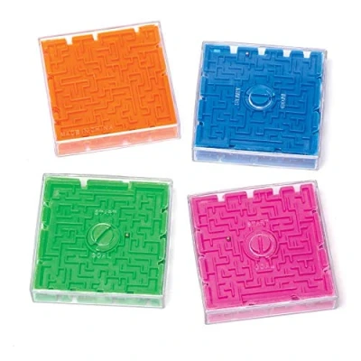 Obrázek Baker Ross 3D bludiště puzzle (4 kusy) s kuličkou perfektní jako malé překvapení na party a dárek pro děti