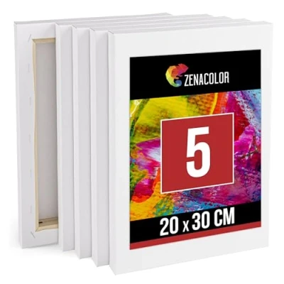Obrázek Zenacolor plátno na napínacím rámu 5dílná sada k pomalování 20 x 30 5 Canvas 100% bavlna bez obsahu kyselin plátna pro všechny druhy barev