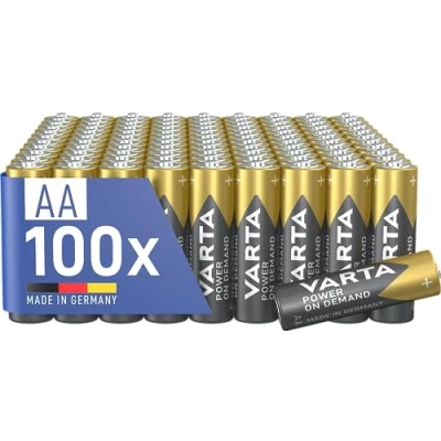 Obrázek VARTA Baterie AA, 100 kusů, Power on Demand, alkalické, 1,5 V, náhradní balení v ekologickém balení, ideální pro počítačové příslušenství, přístroje Smart Home