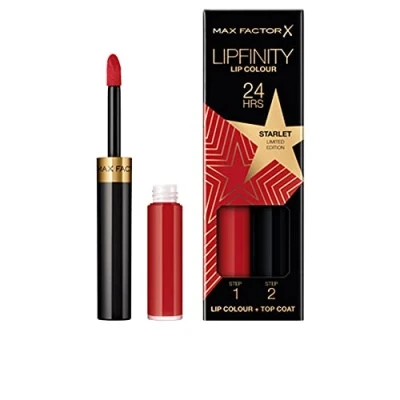 Obrázek Max Factor Lipfinity Lip Colour Rising Stars Collection, 88 Starlet, dlouhotrvající rtěnka + hydratační Top Coat, vydrží až 24 h, s přesným aplikátorem, 2,3 ml 1,9 g