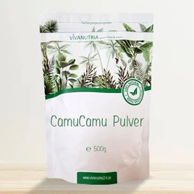 Obrázek VivaNutria Camu prášek 500 g I s vitaminem C Superfood na smoothies &amp; koktejly přírodní vitamin antioxidanty veganský