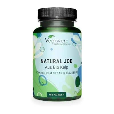 Obrázek JOD z BIO Kelp Vegavero® 100% vítěz poměru cena výkon 2024* PureSea® ze skotských hnědých řas 150 µg veganské a bez přísad laboratorně testováno 180 kapslí