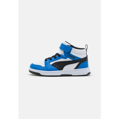 Obrázek Puma Rebound V6 MID Unisex Vysoké tenisky pro děti, Velikost: 30, White/black/racing blue boty