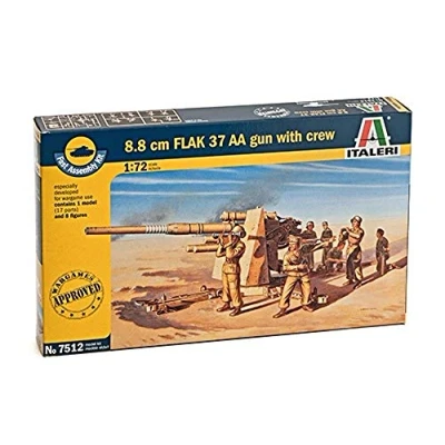 Obrázek RCECHO Italeri Military model 1/72 8.8 cm Flak 37 AA Gun with Crew hobby 7512 T7512 Full verze Apps Edition
