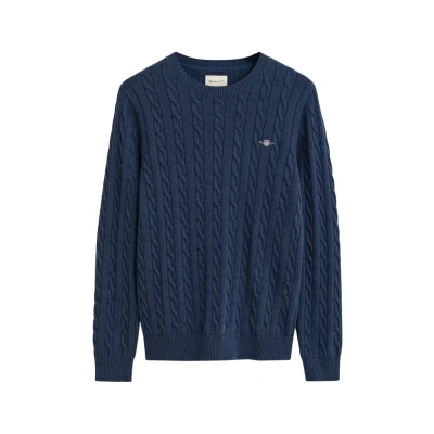 Obrázek GANT Cable Cneck Svetr, Muži, Velikost: XL, Dark jeansblue melange