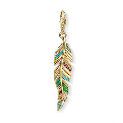 Obrázek Thomas Sabo Dámský elegantní přívěsek etno peří 925 sterlingové stříbro Y0034 340 7, 750 žluté zlato, 925, studený smalt, sklo.