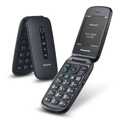 Obrázek Panasonic telefon KX TU550EXB 4G Essentials Clamshell pro seniory, 1,2MP fotoaparát, seniory s velkým 2,8palcovým displejem, 300 hodin pohotovostního režimu, černý
