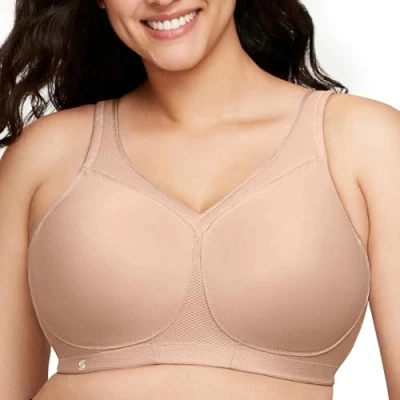 Obrázek Glamorise Dámská celoplošná podprsenka Full Figure MagicLift Seamless Wirefree Sports Bra #1006, Pleťová