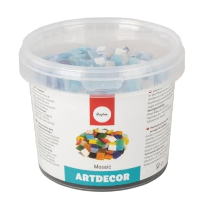 Obrázek Rayher Hobby Artdecor mozaika mix 1 x cm, cca 1500 kusů, plechovka kg, modré odstíny, 1453008