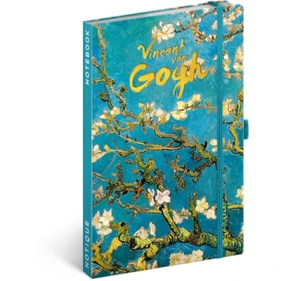 Obrázek NOTIQUE poznámkový blok linkovaný gumovým páskem 13 x 21 cm cca A5, designový Hardcover Notebook, blok, deník, deník pro dospělé, dámy (Vincent van Gogh)