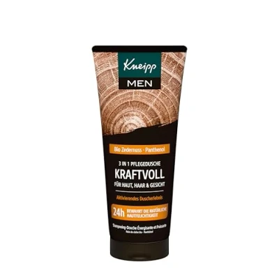 Obrázek Kneipp MEN 2 v 1 sprcha silná, oživující sprchový gel na pokožku a vlasy, harmonická vůně s teplými dřevitými tóny, cedrový olej dubový extrakt, 200 ml