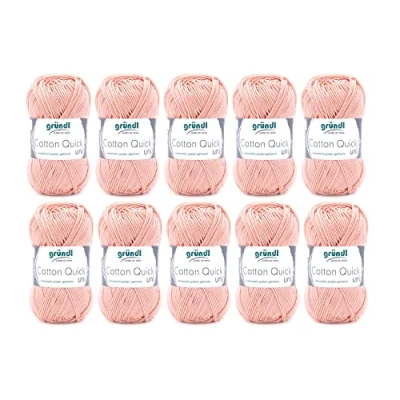 Obrázek Gründl Cotton Quick Uni, výhodné balení (odolná vlna s dlouhou životností, snadno udržovatelná pratelná příze ze 100% bavlny, síla jehlic: 3 4) 10 x 50 g, meruňková