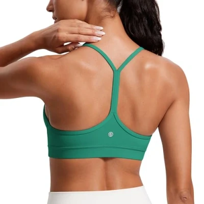 Obrázek CRZ YOGA Dámská Butterluxe racerback sportovní podprsenka vycpaná bez kostic záda jóga léto prodyšná špagetový top, Cascadia zelená, L