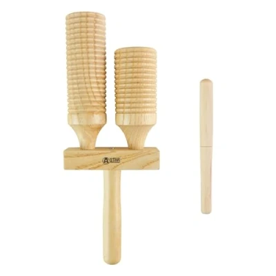 Obrázek A Star Two Tone Double Wood Block Agogo Guiro Scraper mit Holzschlägel, Percussion Rhythmusblock