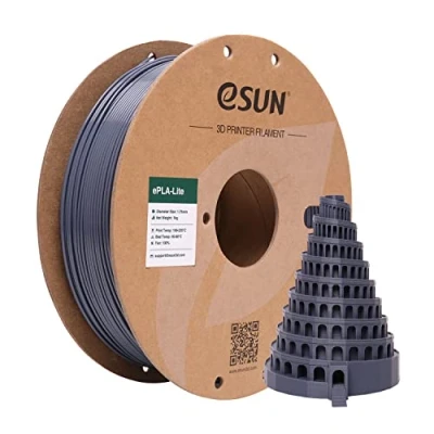 Obrázek eSUN PLA filament 1,75 mm, modifikovaný pro 3D tiskárny, přesnost rozměrů +/ 0,03 cívka 1 kg (2,2 LBS) struna tiskárny (B šedá, Lite KG)