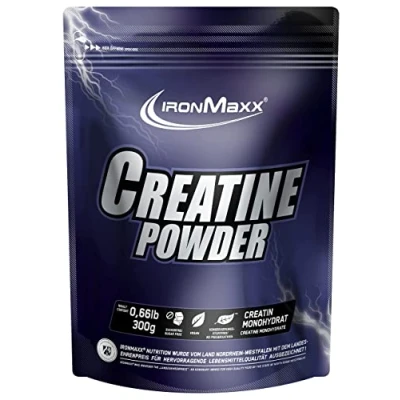 Obrázek IronMaxx Kreatin monohydrát prášek neutrální 300 g sáček vysoká dávka s 5000 mg kreatinového monohydrátu v jedné porci veganský a bez cukru