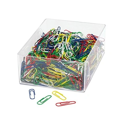 Obrázek Wedo 901244699 kancelářská svorka (z kovu 27 mm, potažená plastem, v průhledné krabici) 1000 kusů, barevně tříděné