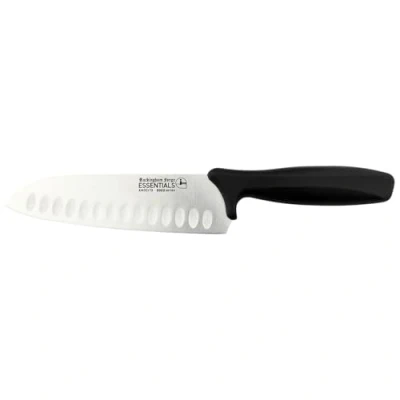 Obrázek Rockingham Forge RF ESSENTIALS nůž santoku z ušlechtilé oceli 7&quot; čepel s černou rukojetí POM, japonský