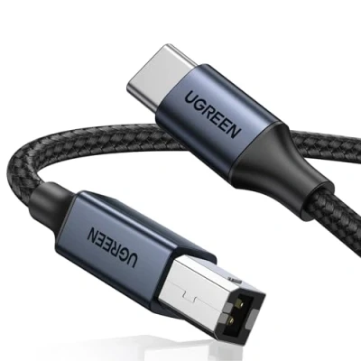 Obrázek UGREEN USB C kabel tiskárny B na skener s nylonovým kabelem a hliníkovou zástrčkou kompatibilní iPhone 15 série MacBook Matebook Canon Epson tiskárna DAC MIDI klávesnice atd.
