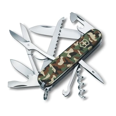 Obrázek Victorinox Švýcarský kapesní nůž Huntsman, Multitool, Swiss Army s 15 funkcemi, čepel, vývrtka, otvírák na konzervy, skládací krabička, maskování