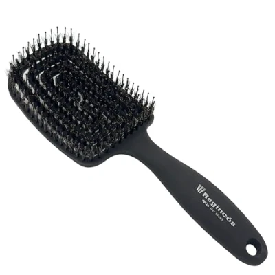 Obrázek Regincós Yoga Flex Haarbürste Flexibel Naturborsten Anti Ziehen Entwirrt Trockenes und Nasses Haar Schwarz