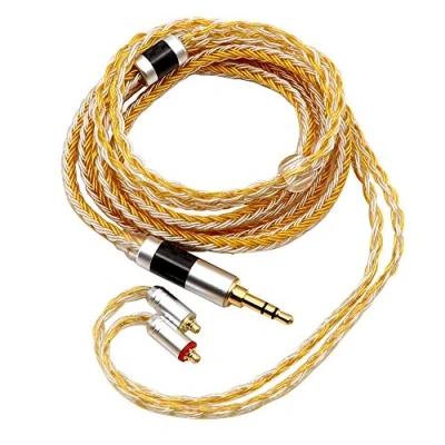 Obrázek LINSOUL Tripowin Zonie 16 Core Silver Plated Cable SPC kabel sluchátek pro TIN Audio T2 T3 UE900s BGVP sluchátka (MMCX, 3,5 mm, zlatá)