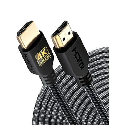 Obrázek PowerBear 4K HDMI Kabel 7.6m 18Gbps Hochgeschwindigkeit Kabel, geflochtenes Nylon &amp; Goldstecker, @ 60Hz, Ultra HD, 2K, 1080P, ARC CL3 zertifiziert für Laptop, Monitor, PS5, PS4 mehr