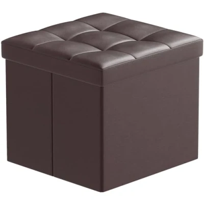 Obrázek BRIAN &amp; DANY Sedací stolička skládací lavice umělá kůže úložný box s úložným prostorem, hnědá, 38 x cm