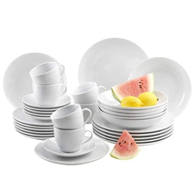 Obrázek Mäser Barca sada nádobí pro 6 osob, 30dílná kombinovaná servis, porcelán, bílá